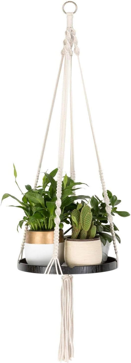 TIMEYARD Macrame Plant Hangers Shelf - Hanging Planter Indoor Decorative Pot Holder with Beautiful Flower Cut Outs - BOHO Chic Bohemian Home Decor, in Box